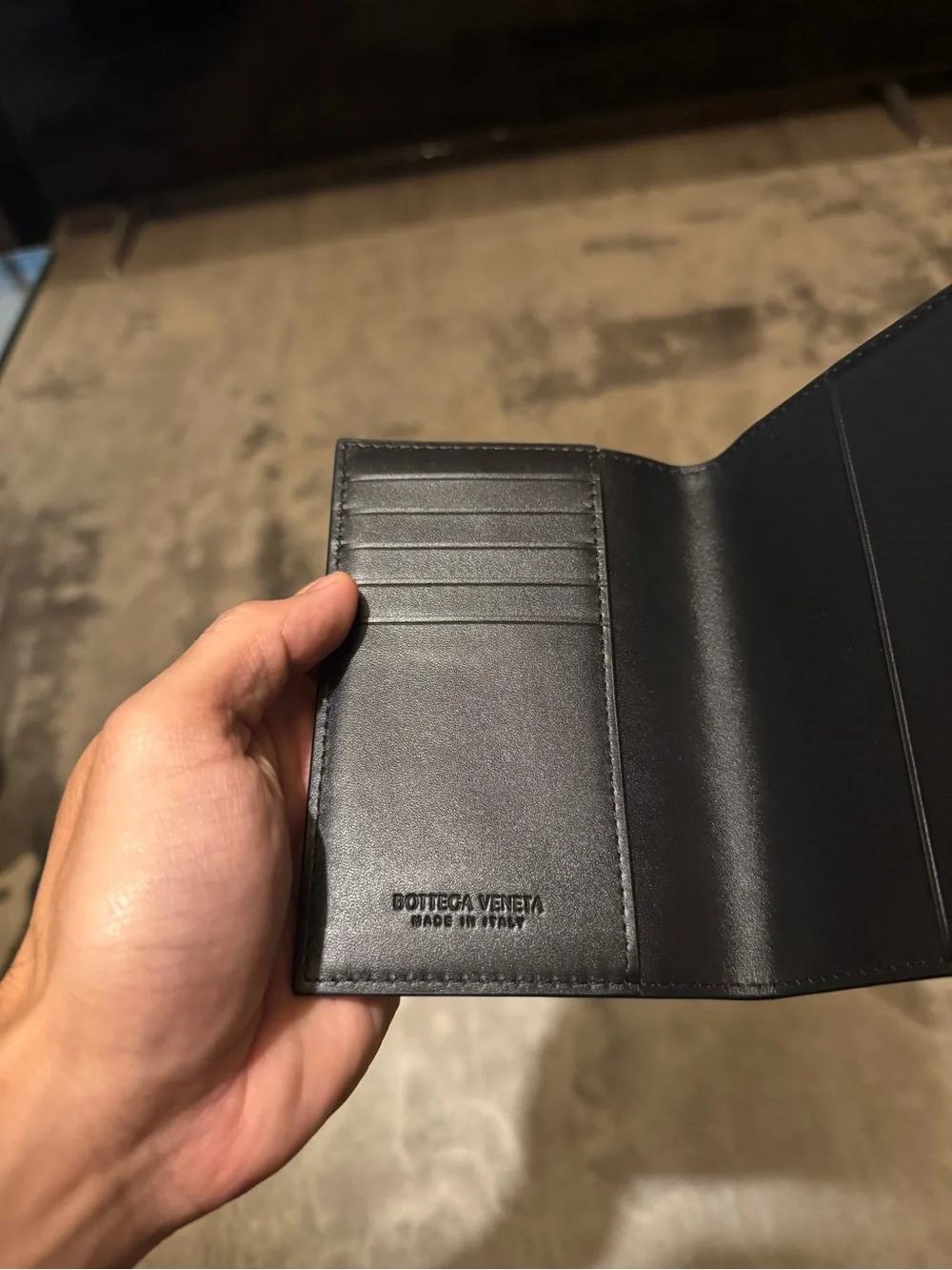 Bottega Veneta Intrecciato Black Leather Passport Holder -